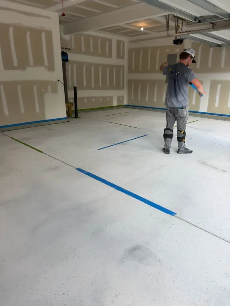 Concrete coating being installed